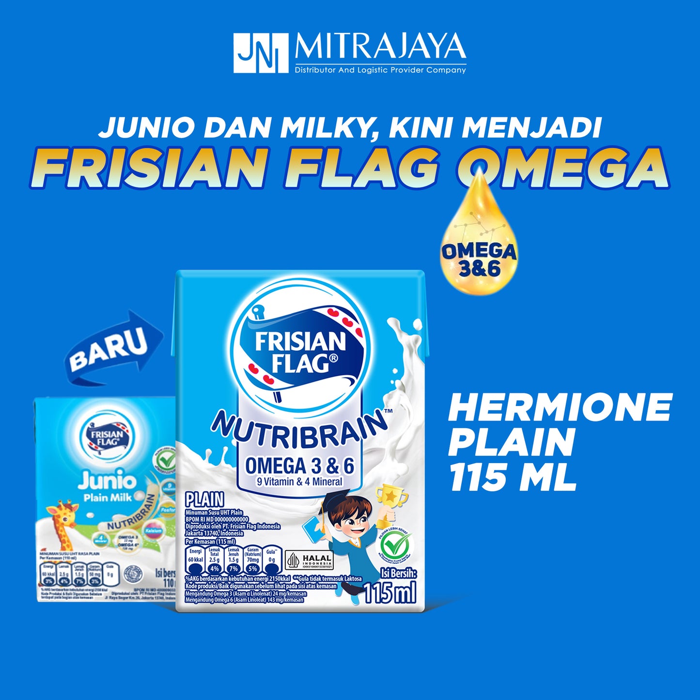 FRISIAN FLAG HERMIONE SUSU UHT PLAIN 115 ML (ISI 36 PER KARTON)